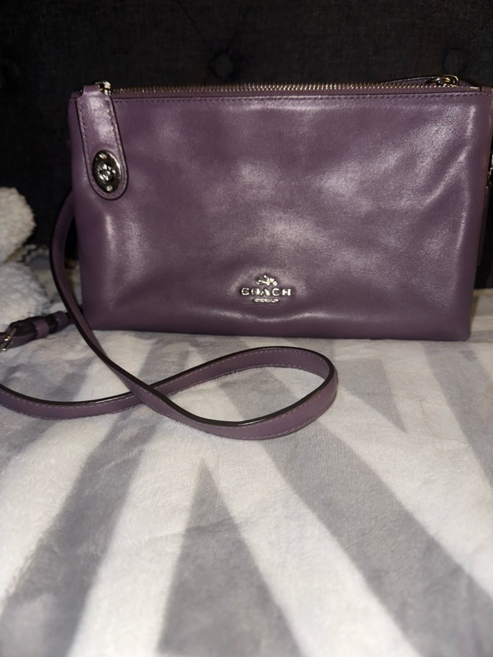 COACH Purple Leather Crossbody with Polished Silver Hardware